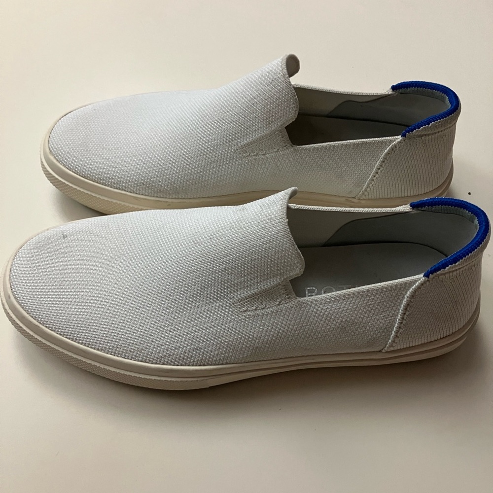 Rothy's White and Blue Women's Slip-On Sneakers